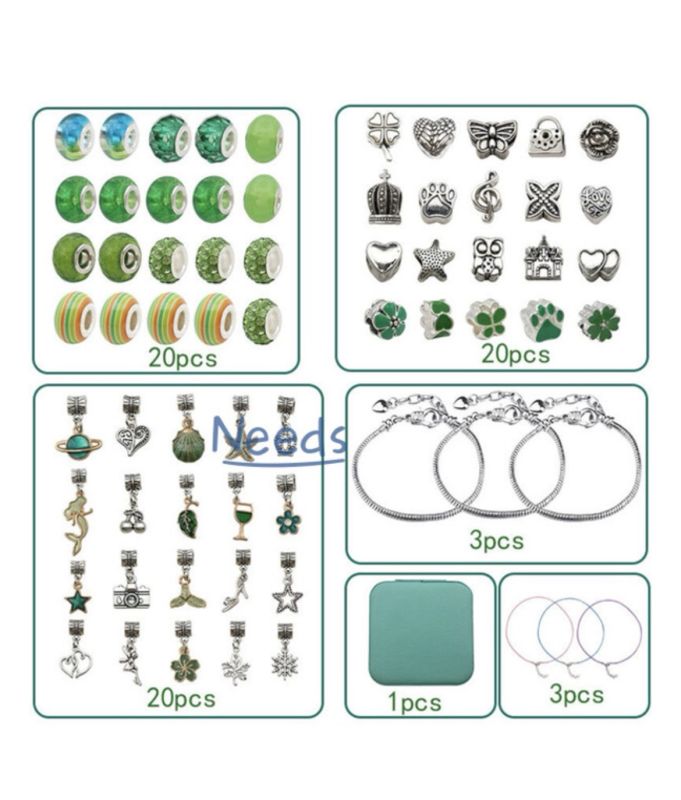 Набір для браслетів Набор для создания шарм-браслетов Пандора Зелена